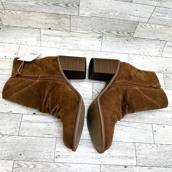 NWT Women's Universal Thread Size 9 Brown Ankle Booties Side Zip 3" Block Heels - Picture 10 of 11